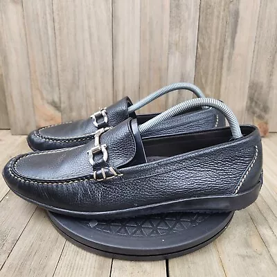 Mens Martin Dingman Size 9 Black Leather Horsebit Driving Loafer Shoes • $60