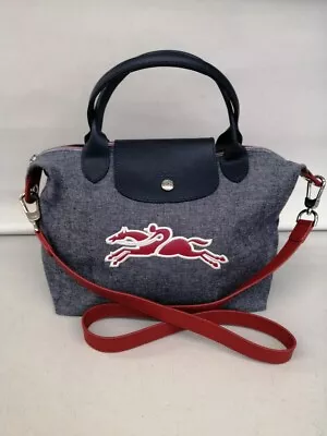 LONGCHAMP 2Way Shoulder Bag 1512636006 Denim Rare Used From Japan • $250