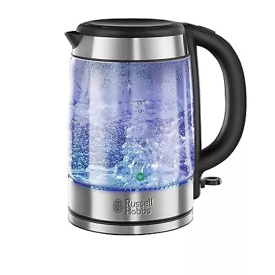 Russell Hobbs 21600-10 Illuminating Glass Kettle Black 1.7 Litre 3000 Watt • £39.60