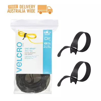 VELCRO Brand Fasteners Adhesive ONE-WRAP Light Cable Ties Reusable 100 Pack_ AU • $37.55