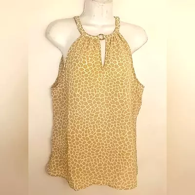 Vintage Michael Michael Kors Keyhole Blouse Giraffe Print Womens Size Large Tan • $15