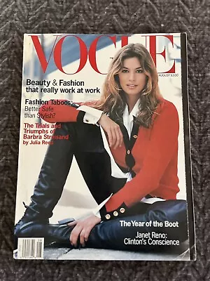 VOGUE Magazine August 1993 CINDY CRAWFORD Cover • $32.45