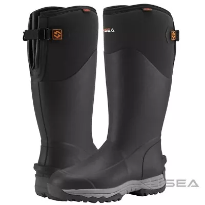 NIB Men’s HISEA Rubber Work Fishing Hunting Muck Boots 14” Upper Black Size 8 • $52