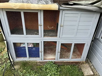 Rabbit Hutch 4 Ft With 2 Levels Run Inside Complete With Cover And Metal Pen • £65