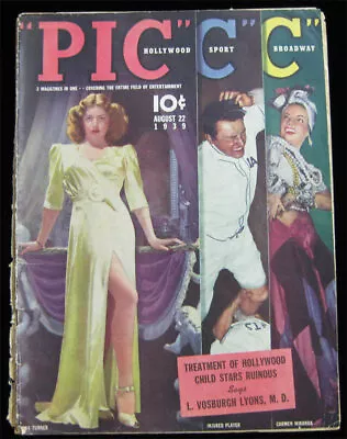 PIC Magazine 1939 - VTG Lana Turner Carmen Miranda Jerell Lynn  Joe Louis Boxing • $19.99