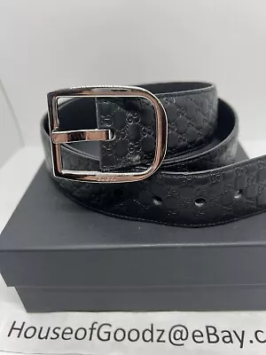 Gucci Micro Guccissima Black Leather Belt US 36 Sz 105/42 Gucci Monogram Belt GG • $599.95