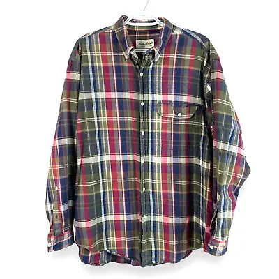 Vintage 90s Eddie Bauer Cotton Flannel Shirt Mens M Colorful Long Sleeve Buttons • $19.80