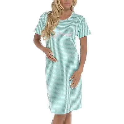 Ladies Maternity Nightie Need Sleep Short Sleeves Pregnancy Mint Sleepwear • $12.44