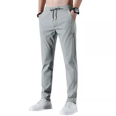 Men Casual Fast Dry Stretch Pants Lightweight Elastic Waist Classic Trousers US❤ • $9.44