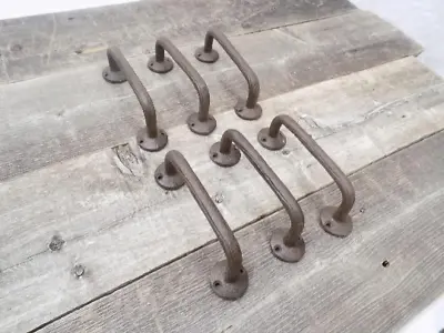 6 Rustic Barn Door Handles Drawer Cabinet Hardware Cast Iron Farm Cupboard • $27.99