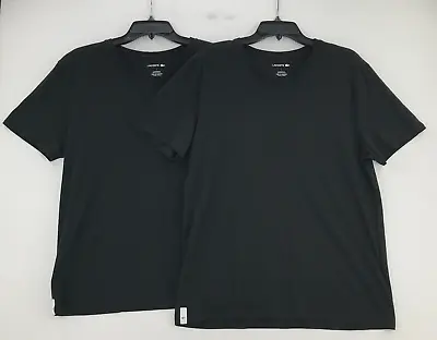 Lacoste Shirt Mens Large Black V Neck Short Sleeve Cotton Stretch Men Bundle 2 • $38.88