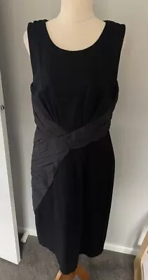 Nicola Finetti Size 12 Black Sleeveless Knee Length  Stretchy Dress • $8