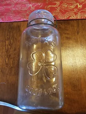 Vintage C1923-1964 Quart Sized ATLAS Good Luck Four Leaf Clover Canning Jar • $10