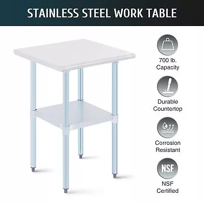 Stainless Steel Work Table With Adjustable Shelf 24x24 Inch Metal Kitchen Island • $67.83