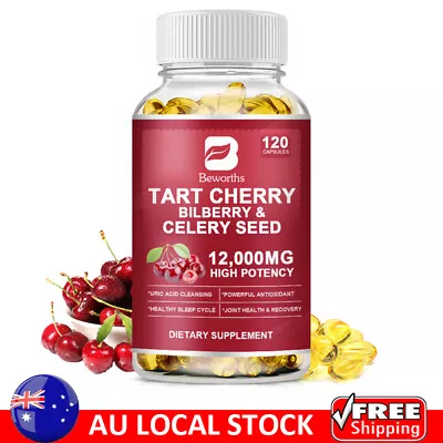 12000mg Tart Cherry Extract 120 Veggie Caps Sleep Support & Muscle Recovery • $21.99