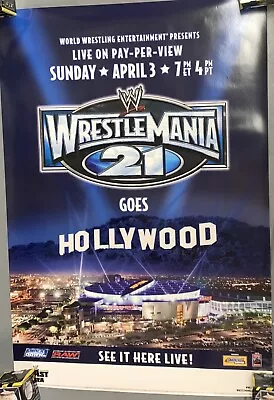 4/3/05 WWE WrestleMania 21 Poster - 39 X 27 - The Undertaker Triple H +++ • $89.99