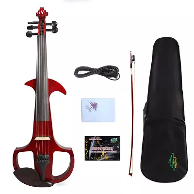 5string Red Electric Violin 4/4 Solid Wood Sweet Tone Free Case+Bow #EV7 • $239