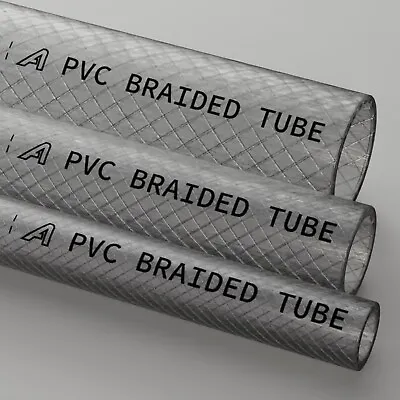 £5.47 • Buy Clear PVC Braided Hose Food Grade Fuel Oil Water Gases Air Reinfoeced Pipe Tube
