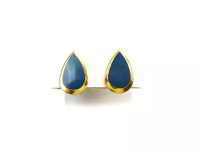 French Blue Enamel Gold Plated Pierced Earrings By Skye • $1.95