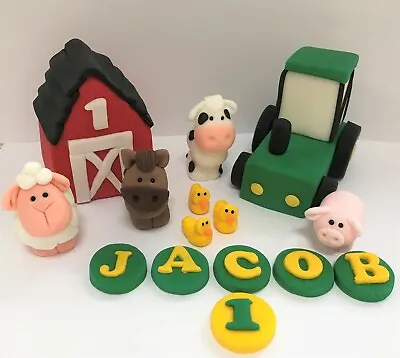 Handmade Edible Tractor Farm Animals Barn Cake Topper Decoration Birthday • £19.99