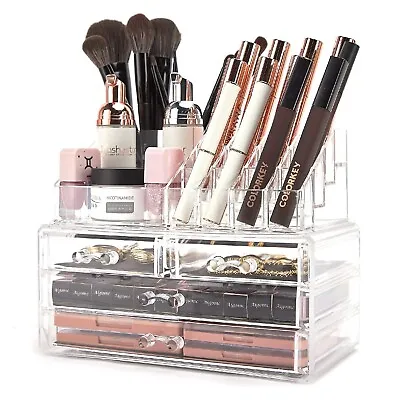 £7.99 • Buy Clear Cosmetic Makeup Make Up Display Organizer Acrylic Case Box Jewelry Storage