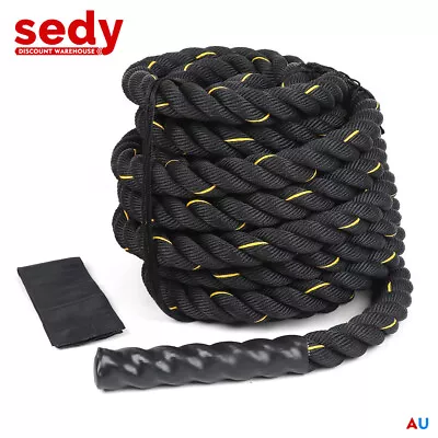 9m-12m-15m Battle Rope 38mm Home Gym Strength Exercise Bootcamp Waves MMA UFC • $84.95