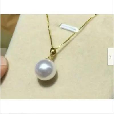 10-11mm 18k Gold AAA+ Real Natural South Sea White Round Pearl Pendant • $57