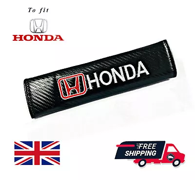 Compatible With Honda Car SeatBelt Cover Shoulder Pads Safety Strap Carbon Fibre • £4.99