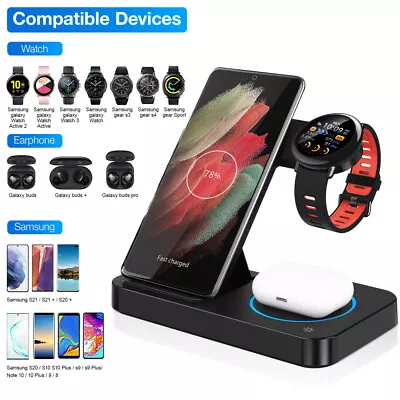 3in1 Wireless Charger Station Fast Charging Dock For Samsung Galaxy Watch Buds • £14.99