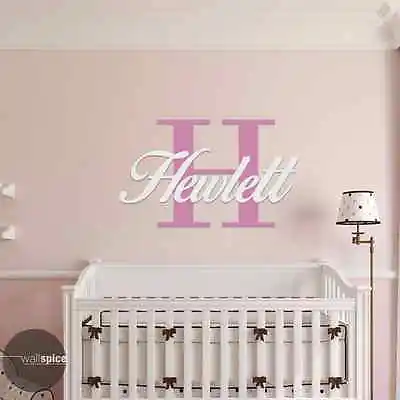 Personalized Family Name Monogram With Initial (2 Color Combo) Vinyl Wall Decal • $10.99