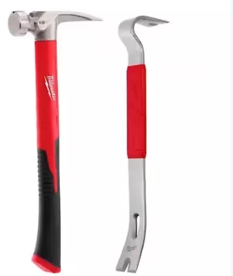 Milwaukee 19 Oz. Smooth Face Poly/Fiberglass Handle Hammer With 15 In. Pry Bar • $35