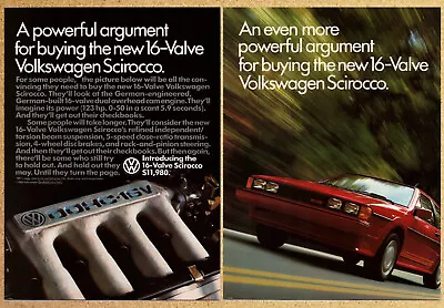 Volkswagen Scirocco 16 Valve German Automobile - 2 Page Vintage Print Ad 1986 • $12.99