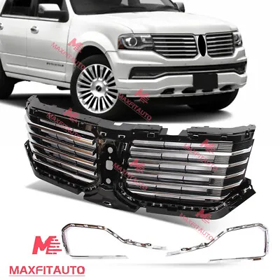 Fits Lincoln Navigator 2015-2017 Front Upper Grille Black With Chrome Trim • $719.99