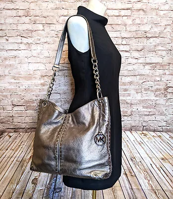 Michael Kors Uptown Astor Studded Hobo Shoulder Bag Pebble Bronze Leather • $128