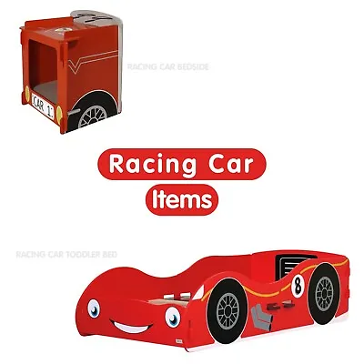 Racing Car Themed Toddler Bed Frame Bedside Unit Storage Red F1 Cot Size 70 140 • £159.99