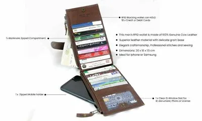 £11.99 • Buy Genuine Leather Wallet RFID Safe Phone Cards Case Samsung I Phone13 Pro Casing 