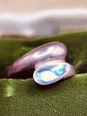 Fine Sterling Silver Abalone Ring 925 Sz 6.5 • $20