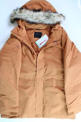 MARMOT Men's Yukon II Down Parka Coat XXL 2XL Copper Orange Faux Fur Trim • $106.91