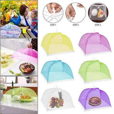 6X Coloured Pop Up Food Cover 17'' Collapsible Mesh Fly Wasp Net Cake BBQ Covers • $14.94