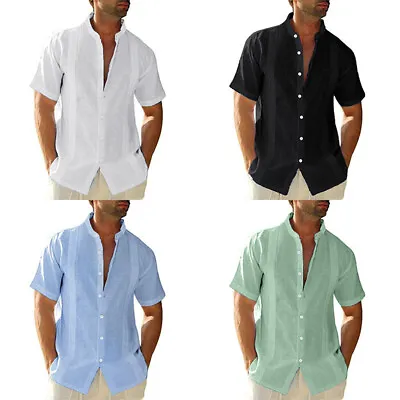 £14.99 • Buy Mens Guayabera Cuban Beach Summer Casual Short Sleeve Dress Shirts Cotton Blouse