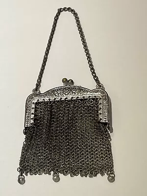 VTG Antique Silver Tone Mesh Doll / Child's / Coin Purse Bag 2.25x3 Pin Money • $35