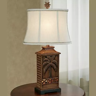 Island Palm Tree Tropical Table Lamp Maple With Nightlight Base • $259