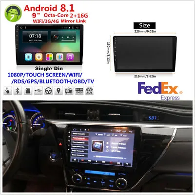 9  1Din Android 8.1 Octa-core RAM 2GB ROM 16GB Car Stereo Radio GPS Wifi Player • $153.29