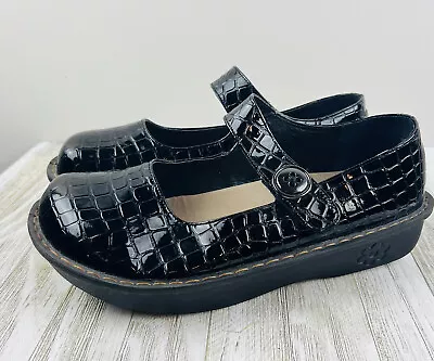 Ingaro Black Mary Jane Clogs Croc Embossed  11 Shoes Slip Resistant Nurse • $19.19