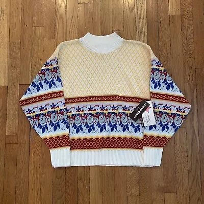 Vintage Pierre Cardin Yellow Cream Multi Colored Fair Isle Sweater Cropped • $30
