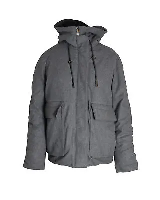 Acne Studios Asa Puffed Hooded Winter Jacket In Grey Wool • £311
