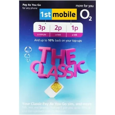 OFFICIAL O2 CLASSIC Sim Cards 02 PAYG Sims TRADE PACK OF 10 SIM CARDS • £12.49