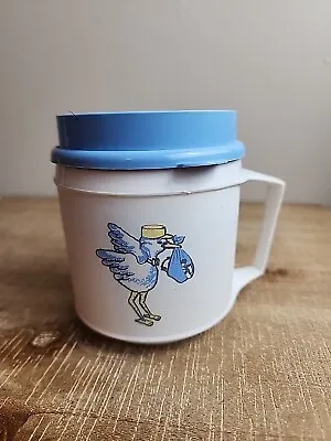 Aladdin Insulated Plastic Coffee Mug Cup W Blue Lid Baby Stork Its A Boy VTG • $7