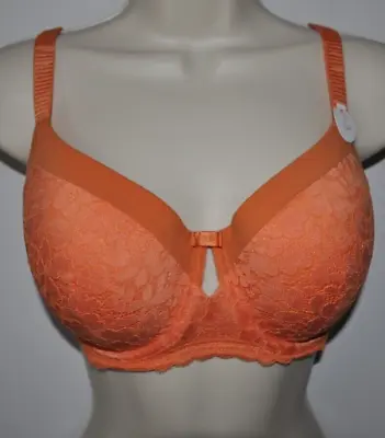 New Ex M&S Cotton & Lace Padded Underwired Full Cup Bra 34C Orange • £8.99
