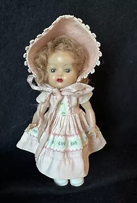 601 Muffie Pink Percale Dress 1953 Dress Up Styles 8  Nancy Ann Doll Felt Hat • $40